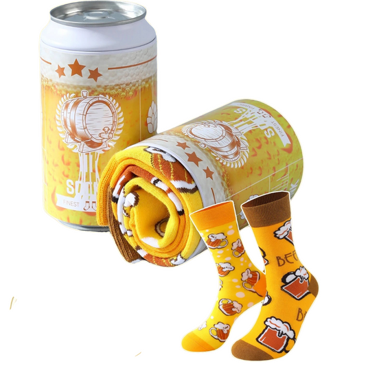 Odd Beer Socks in a Beer Can