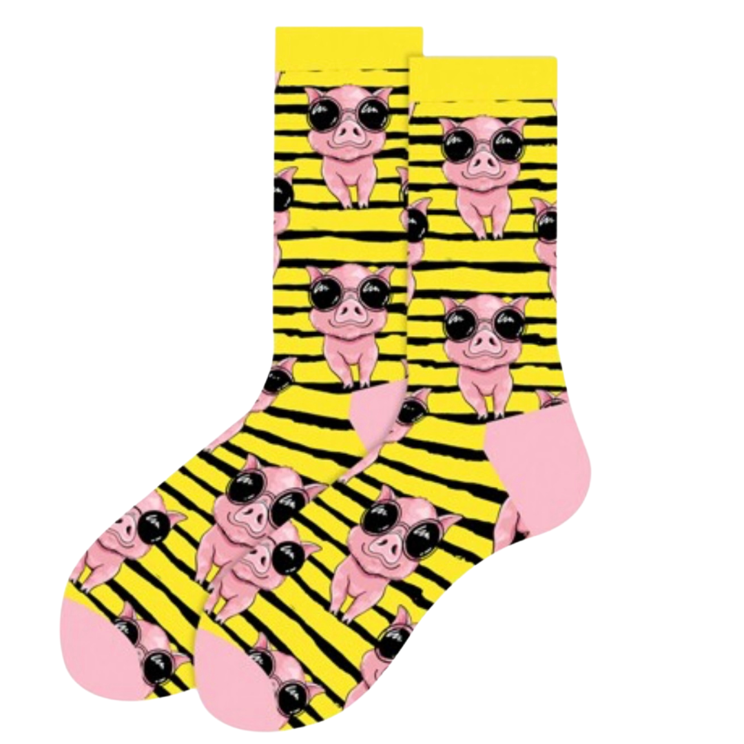 Pig Wearing Sunglasses Socks