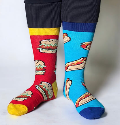 Hot Dogs & Burgers ODD Socks UK 5-11