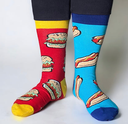 Hot Dogs & Burgers ODD Socks UK 5-11