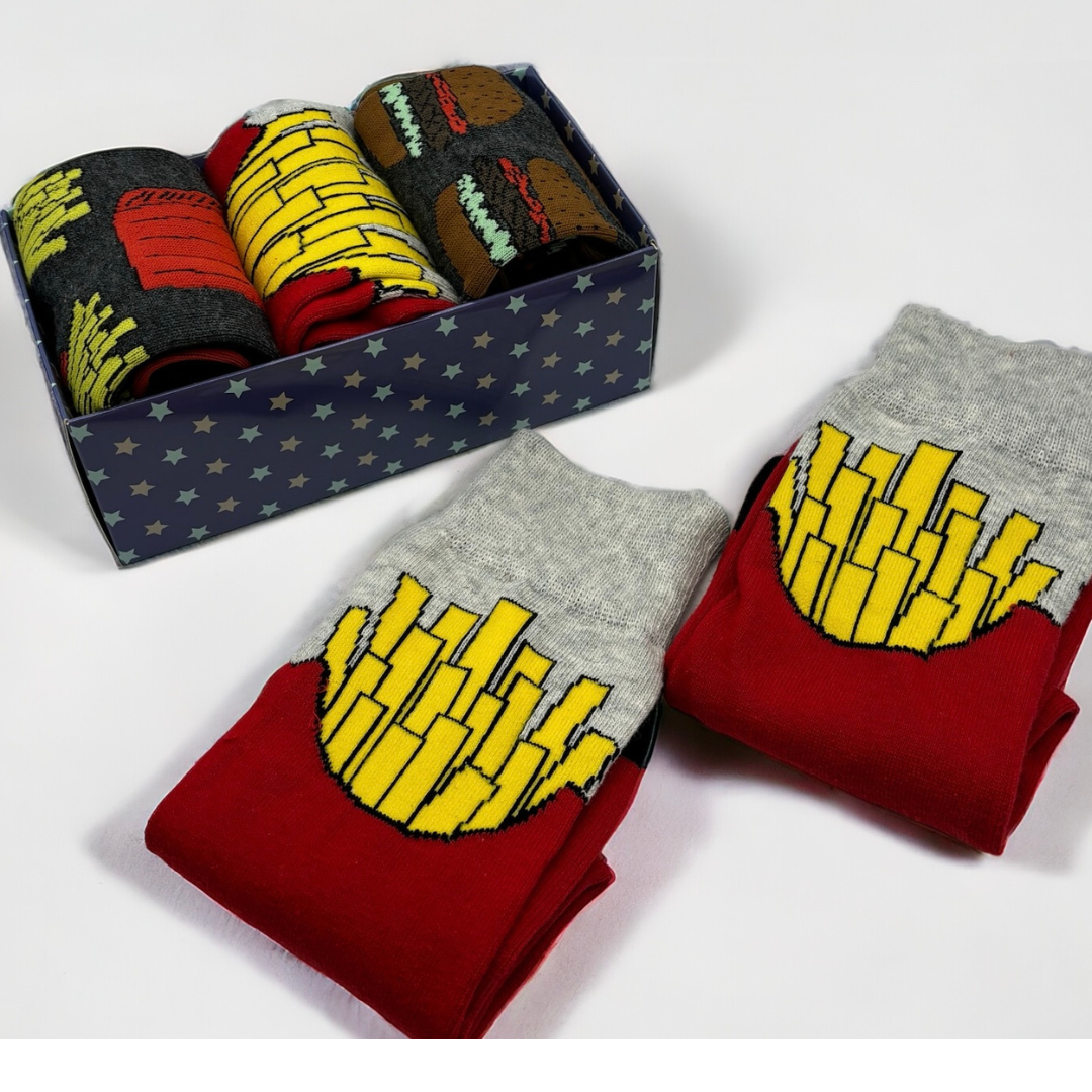 Funky Sock Burgers & Fries Gift Box UK 5-11