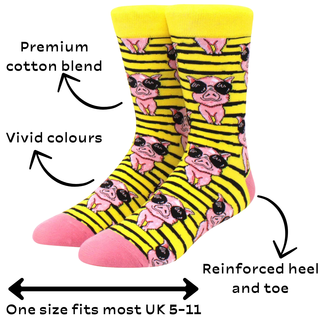 Pig Wearing Sunglasses Socks